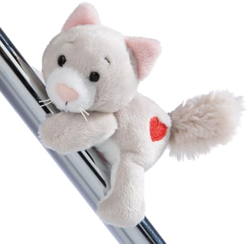 MagNICI Chat Love Peluche 12 cm Gris - Peluche Durable avec Aimant - Animal magnétique pour réfrigérateur, Tableau Noir, élément métallique et Beaucoup Plus, Superbe idée Cadeau