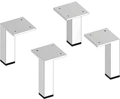 Keuco höhenverstellbare Möbelfüße - 4er-Set, aus Edelstahl, Metall, hochglänzend in Chrom-Optik - Schraubbare Möbelbeine mit quadratischer Fläche - geringe Anpassung der Möbelhöhe möglich