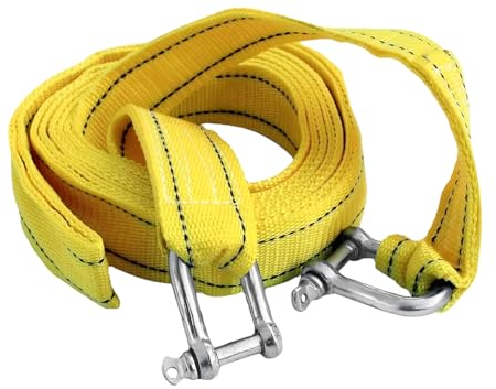 JNNJ Abschleppseil Auto, Pkw Notfall-Abschleppgurt, Hochfestes Abschleppseil Pkw Mit Reflektierenden, Abschleppseil Mit Zwei Sicherheits-U-Ring-Haken Für Bergungsschlepp