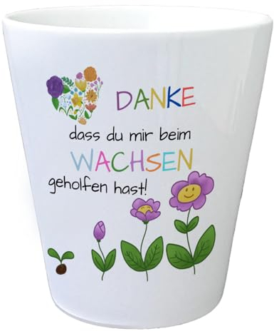 speecheese Danke DASS du Mir beim Wachsen geholfen hast Blumentopf EIN bunter Pflanzentopf für die Fensterbank Blumentopf Motiv Lehrer Weihnachten Kindergärtner Geburtstag Übertopf Keramik