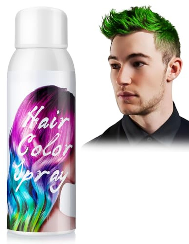 Green Hair Colour Spray, Temporary Coloured Hairspray, Washable One Time Hair Dye Spray for Party Fancy Dress Cosplay Halloween, Fast Dyeing, Suitable for Many Hair Types of Kids Adults- 100ml