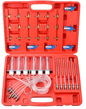 Zoomtools Ensemble d'adaptateurs de débitmètre d'injecteur Diesel à 6 cylindres, kit de Test de Fuite de Diesel à Rampe Commune avec 24 adaptateurs, Outil de Test d'injecteur de Pression de Carburant