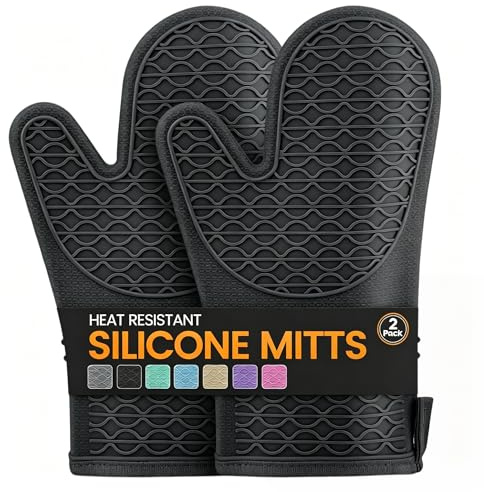 Guantes de horno, guantes de horno de silicona antideslizantes, guantes de horno resistentes al calor, guantes de horno con forro suave para cocinar, hornear, guantes de utilidad para el hogar