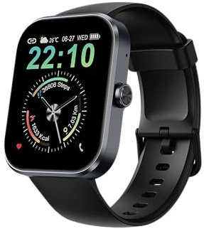Canareen Smartwatch för män, kvinnor, smart klocka med 1,91 tum HD-pekskärm, 118+ för sportlägen, fitnessklocka med puls- och sömnmonitor, stegräknare, Android iOS, grå (Grå)