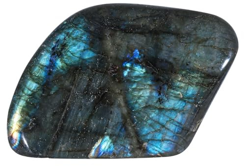 mookaitedecor 301-400g Ornement en Labradorite Naturelle Statue Sculptée en Pierre Irrégulière, Figurine en Pierre Polie Autoportante Décoration d'intérieur, Cadeau Collection de Spécimen Minéral