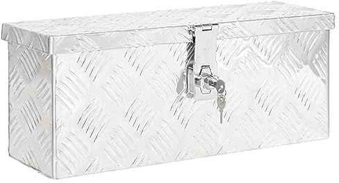 IKAYAA Caja de Herramientas de Aluminio 50 x 15 x 20.5 cm Resistente a la Corrosión con Sistema de Cierre de Almacenamiento de Herramientas Maletín Seguridad y Transporte Plateado