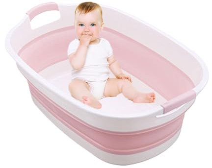 Bañera para niños – Infan Bath Butt, plegable Baby ba | Bañera para niños que ahorra espacio para espacios pequeños, lavabo recién nacido para el hogar y viajes, contenedor ligero y fácil de almacenar