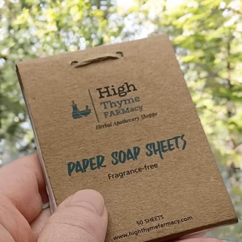 High Thyme FARMacy Travel Soap Sheets (300 Count, 6 Pack) – Portable Paper Soap for Travel, Camping, Hiking & Emergency Kits – Pocket Size Hand Soap Sheets, TSA Approved, Unscented