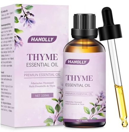 Hanolly Thymianöl 100ml, Natürliche Thymian Ätherisches Öl Aromatherapie Öle für Diffuser, Hautpflege, Duftkerze