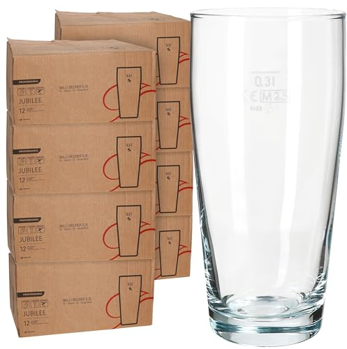 MamboCat 96er Set Willibecher 0,3 L geeicht I Biergläser aus klarem Glas mit Eichstrich I Trinkgläser für Bier, Wasser, Cocktails & Softgetränke ideal für Gastro, Bars & Restaurants