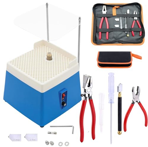 Amoladora De Vidrio, Molinillo PortáTil De 65 W Y 4200 Rpm Con Deflector Portaherramientas Y Juego De 8 Herramientas Para Cortar Vidrio Para CeráMica JoyeríA Y Vitrales