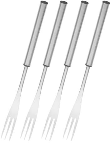 HOMSFOU Forchette per Fonduta in Acciaio Inox 4 Pezzi Punte Stabili, Lunghe Forchette per Marshmallow e Barbecue, Utensili da Cucina per Fonduta di Formaggio e Cioccolato, per Campeggio