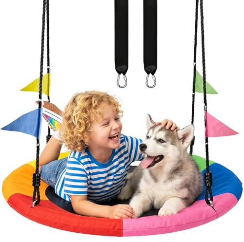 Tree Swing, 24 Inch Saucer Swing for Kids, for Outdoor, 6-Color Mixed