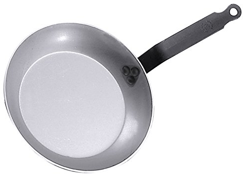 Eisenpfanne in Lyoneser Form aus ungeschwärztem Stahl, Materialstärke: 2,5-3 mm, induktionsgeeignet | ERK (A2 - Ø 28 cm)