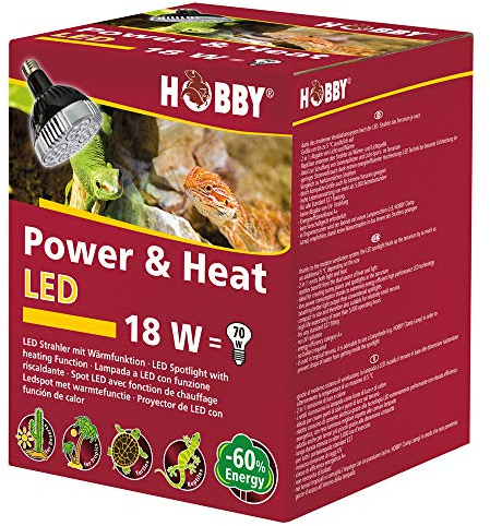 HOBBY Terraristik Power & Heat I 35 W I LED Strahler mit Wärmefunktion für Terrarien I Terrarium Wärmestrahler I LED-Lampe zur Abgabe von Licht und Wärme I Wärmelampe für Reptilien & Amphibien