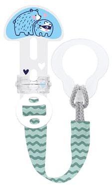 MAM Attache-tétine | Clips pour tétine pour bébé compatibles avec toutes les tétines MAM | Longueur réglable et design léger | Accessoires pour bébé | Bleu (différents modèles) | Tétines non incluses