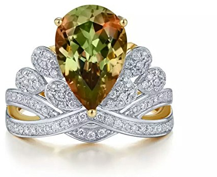 Tingle Alexandrit Ringe Edlen Schmuck für Frauen Farben ändern Edelstein Verlobungsring Sterling Silber Birnenstein Kronenring