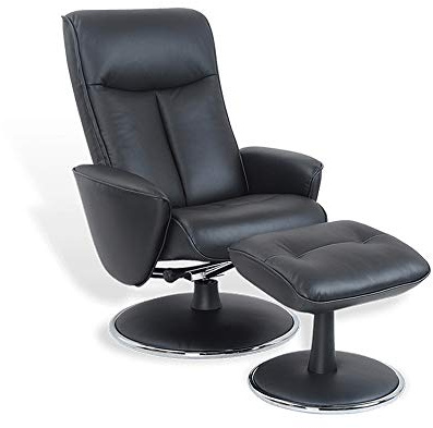 MND MY NEW DESIGN, NEPHOS, Sillón de diseño Original y cómodo, con reposacabezas y Asiento Ajustables (Negro, Cuero)