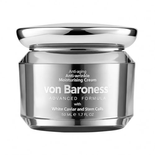 Von Baroness Caviar Face Cream 50ml – Anti Ageing Face Cream for Women & Men, Firming Cream with White Caviar Extract, Collagen, Retinol, Hyaluronic Acid – Day & Night Cream Anti Wrinkle Moisturiser