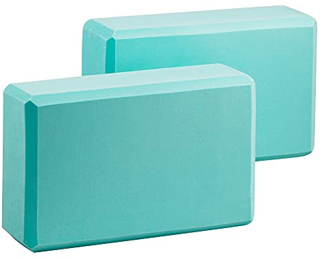 EXERZ Bloques de Yoga - Pack de 2 Ladrillos de Espuma Antideslizantes, Ligeros y Resistentes para Yoga, Pilates,Turquesa
