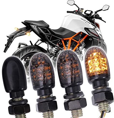 JMTBNO 4pcs LED Blinker Motorrad E Geprüft Universal 2835 SMD Blinker Vorne Hinten Mini Bernstein Licht Microblinker Universal 12V Kompatibel mit Street Bike Dirt Bike Cruiser Roller Scooter Quad