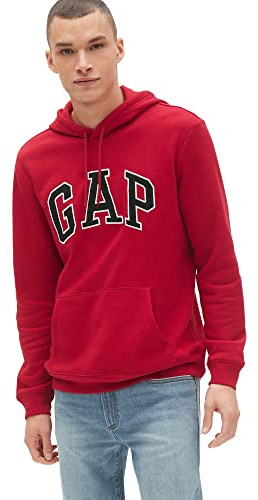 Gap Heritage Logo Pullover Hoodie Sudadera, Rojo Carmesí, Large para Hombre