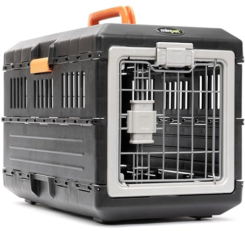 Mirapet Pet Carrier & Crate, 21.5L x 12W x 14H - Collapsible for Small Cats and Dogs, Portable Hard Plastic Wall Kennel for Indoor/Outdoor Use