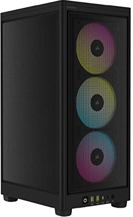 Corsair iCUE 2000D RGB AIRFLOW Mini-ITX PC Case - Mini-ITX Form-Factor - Steel Mesh Panels - Three-Slot GPU Support - 3x AF120 RGB SLIM Fans Included - iCUE Lighting Node CORE Controller - Black