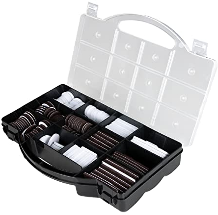 Helpmate Filzgleiter Sortimentskoffer 275-teilig, Bodenschoner, Möbelschoner, selbstklebend, stoßdämpfend, Polyester, Weiß & Braun