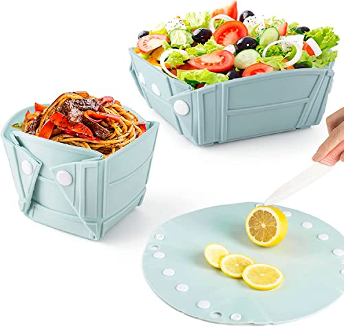 Ciotola pieghevole in silicone varie posizioni, ciotola da viaggio pieghevole portatile per campeggio, escursionismo, snack, insalata, adatta per microonde, congelatore e lavastoviglie, confezione da