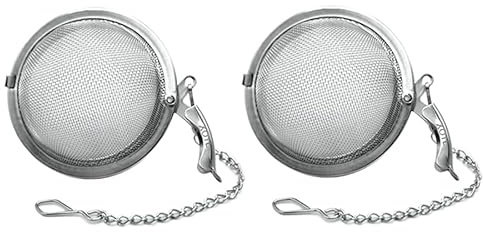 3 Inch Tea Ball Infuser – 2 PCS Stainless Steel Mesh Strainer for Loose Leaf Tea, Spices, Herbs – Reusable Tea Steeper – Dishwasher Safe – Metal Tea Filter