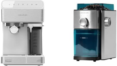 Cecotec Machine à café Semi-automatique Power Instant-ccino 20 Touch Serie Bianca. & Moulin à café TitanMill & SteelMill (SteelMill 2000 Adjust)