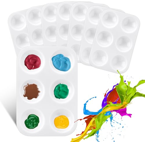 cobee 8 Stück Mini Mischpalette, 8.8 x 12.5cm Farbtablett Aquarellpalette Kunststoff Kunstmalerei und Bastelunterricht Weiße Palette Mischpalette Acrylfarben Mischen