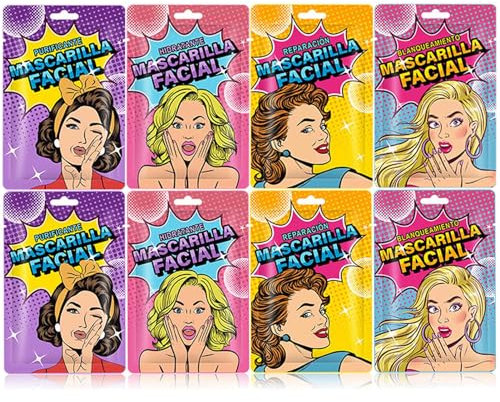 ARCHIDATE 8 Stück Tuchmasken Gesicht - Feuchtigkeitsspendende Gesichtsmaske Frauen - Beauty Set Maske Gesicht Geschenke für Teenager Mädchen - Feuchtigkeitsmaske Hautpflege Gesichtsmasken Set Damen