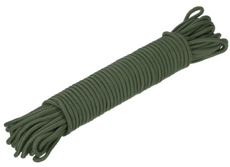 sourcing map Polypropylene Rope Braid Cord 30M/98.5ft 8mm Dia Dark Green for Indoor Outdoor Camping Clothes Line