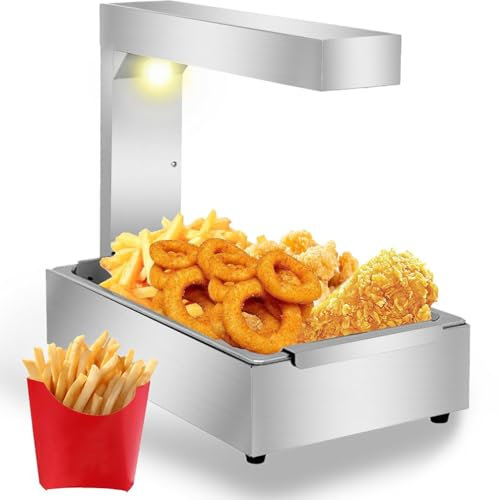 GAYAYAS Pommes-Frites-Wärmer, kommerzieller Wärmelicht-Wärmer, Infrarot-Heizstation aus Edelstahl, für Pommes Frites, gebratenes Hähnchen, Braten