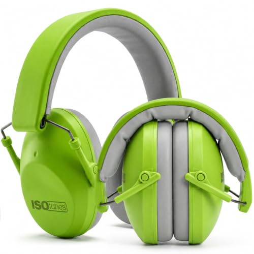 ISOtunes JUNIOR DEFENDER Noise Cancelling Headphones for Kids, 20 dB Kids Ear Protection Ear Muffs for Noise Reduction (Kids Green)