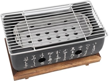Mini Japanese Charcoal BBQ Grill Spise, Barbecue Spis med Snabb Uppvärmning Av Aluminiumlegeringsgrillbasen, för Camping, Familjesammanträden, Picknick (M)