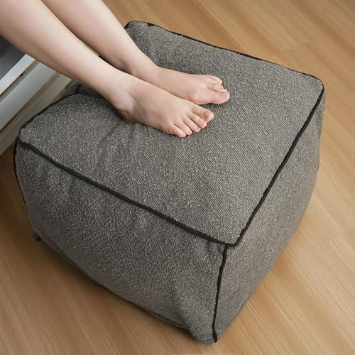 Yueyocici Pouf Ottoman Stuffed Modern Foam Filled Foot Rest Poufs for Living Room Chair Decorative 20 X 15 Inches Boho Relax Stool Floor Poufs Foot Rest for Living Room,Grey
