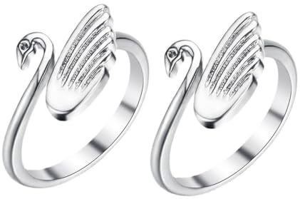 PERSELOSO 2 Pezzi Anelli Regolabili Forma di Cigno per Maglieria e Uncinetto da Anelli Guida Filato Resistenti per Cucito e Lavorazione Maglia Eleganti e Funzionali