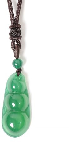 YOPI Collana di Giada con Pendente a Fagiolo Verde Agata Naturale for buona Fortuna