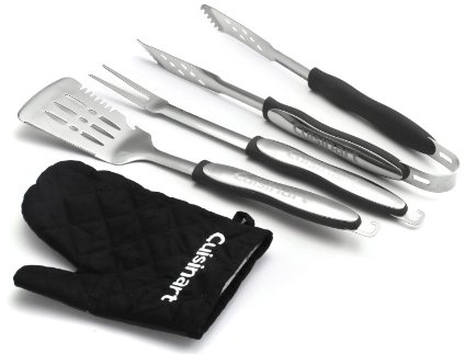 Cuisinart CGS-134BL Grilling Tool Set with Grill Glove, Black (3-Piece)
