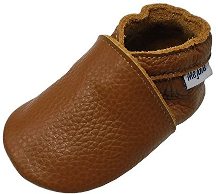 Mejale Baby Soft Soled Leather Moccasins Anti-Slip Infant Toddler Shoes First Walkers(Brown,12-18 Mos/5.5in)