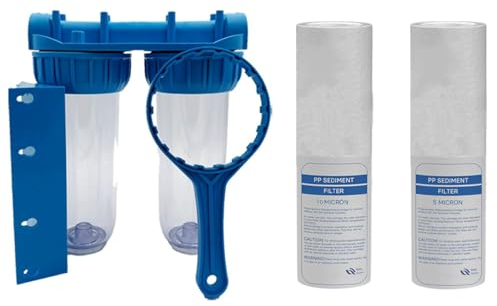 Pack de Filtration d'eau Double Porte Filtre Plus Filtre Anti sédiment 10 microns et 5 microns thermosoudée pour Une Eau Pure
