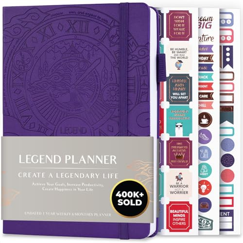 Legend Planner – Weekly & Monthly Life Planner to Hit Your Goals & Live Happier. Organizer Notebook & Productivity Journal. A5 (Purple)