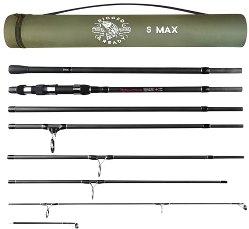 Rigged and Ready S Max and S Mid Travel Fishing Rods. 2 Powerful Predator-Carp-Surf Compact Multi-Function Rods, 2 Tips + Case for Mobile Travelling Anglers Freshwater and seawater Big Fish to 33lb