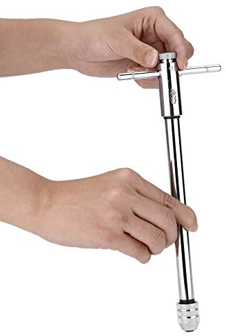 Atyhao Einstellbarer Ratschen-Gewindebohrer, Gewinderatsche Gewinde Ratsche mit T-Stangengriff M3-M8 & M5-M12 Für Gewindebohrer-Satz(M5-M12Long)