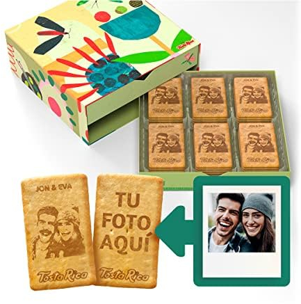 TostaRica - 60 Galletas Personalizadas con Foto y Dedicatoria - Regalo Original - Estuche F de Florecer