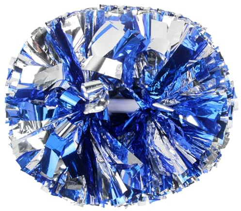 Lovecheer 2PCS Metallic Blue and Silver Pom Poms Cheerleading
