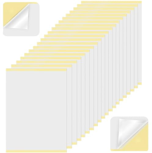 BUZIFU Double Sided Adhesive Sheets 20 Sheet A5 Self-Adhesive Sticky Craft Tape Sheet PET Self Adhesive Transparent Sticker Clear Double Sided Tape for Crafts DIY Arts Photo Albums Making